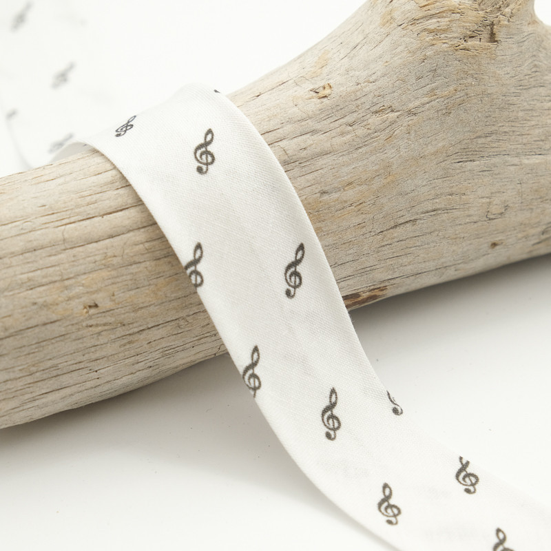 25MM Printed Bias Tape - Treble Clef - Maison Klem
